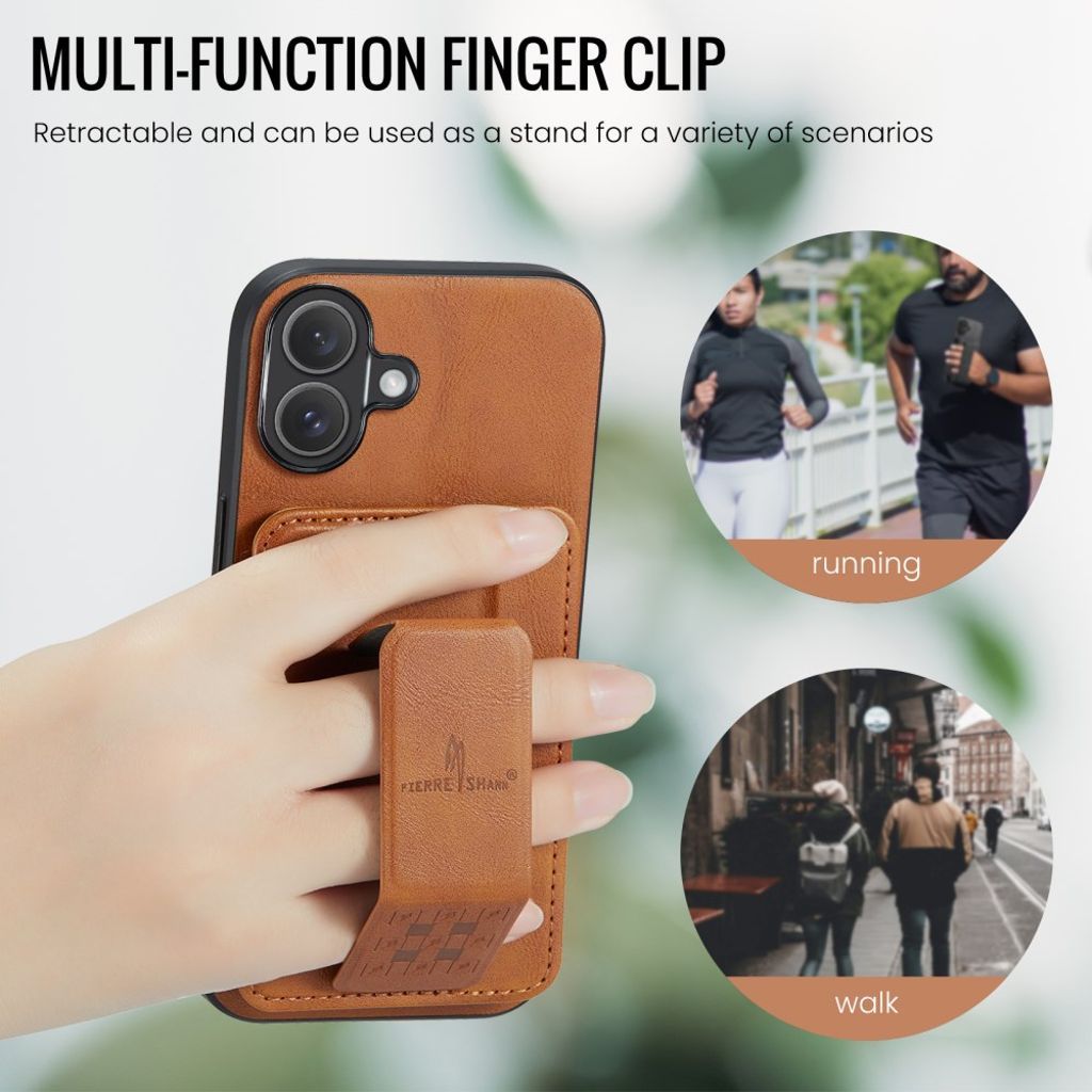 FIERRE SHANN iPhone 16 Skal med Kortfack - Brun