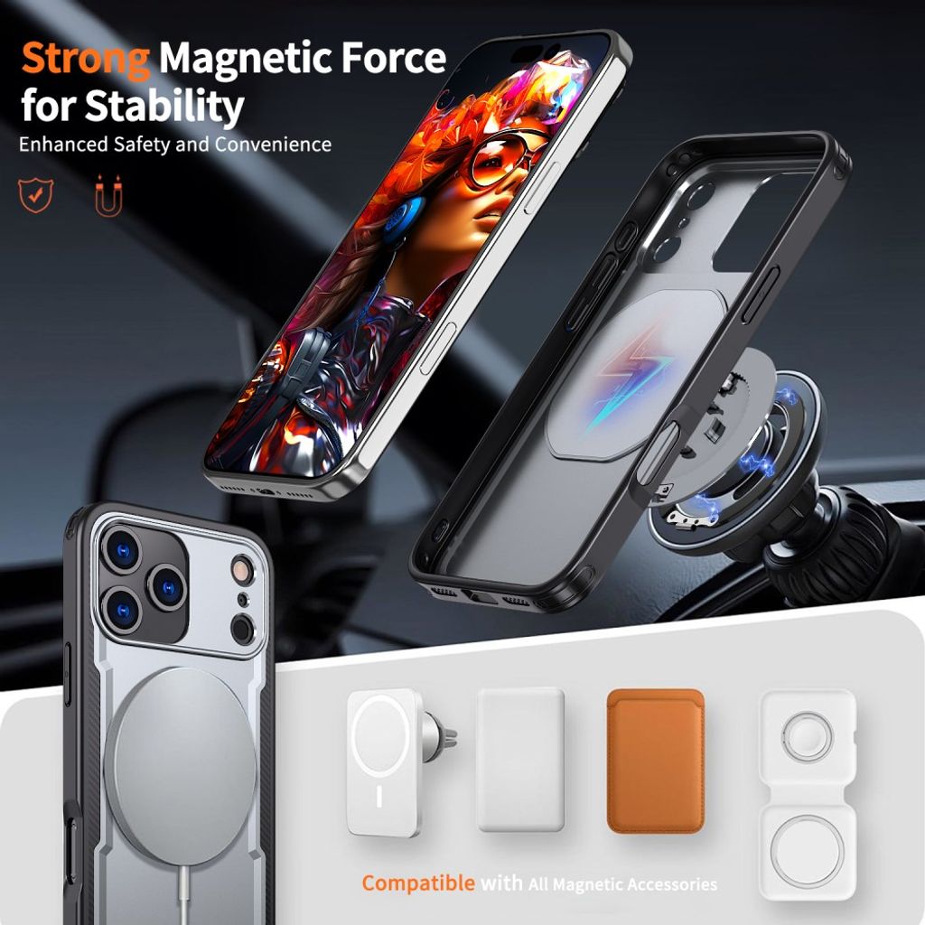 iPhone 18 Pro/17 Pro MagSafe Deksel med ringstativ - Grå