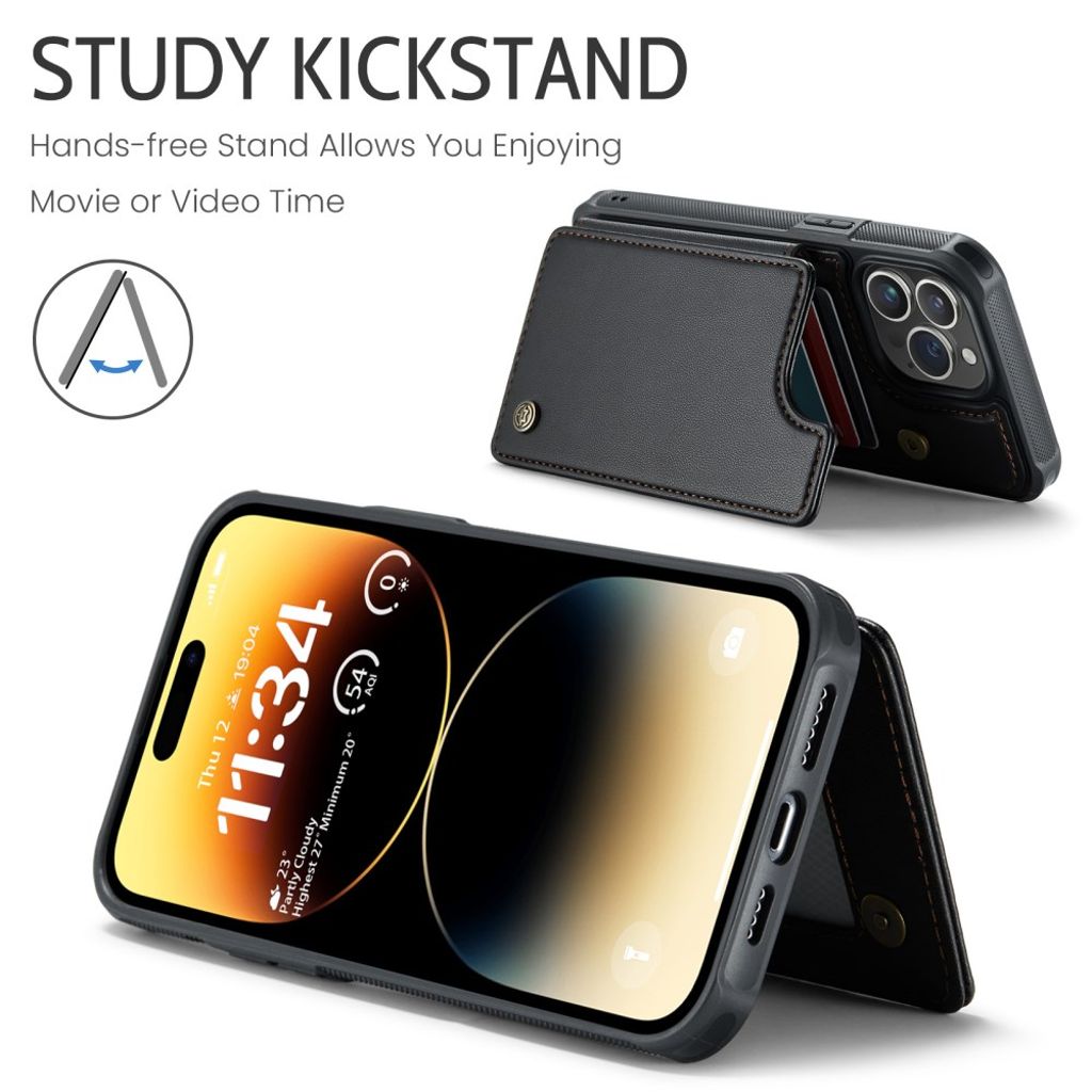 CASEME iPhone 14 Pro Max C22 Pungcover PU Læder RFID - Sort