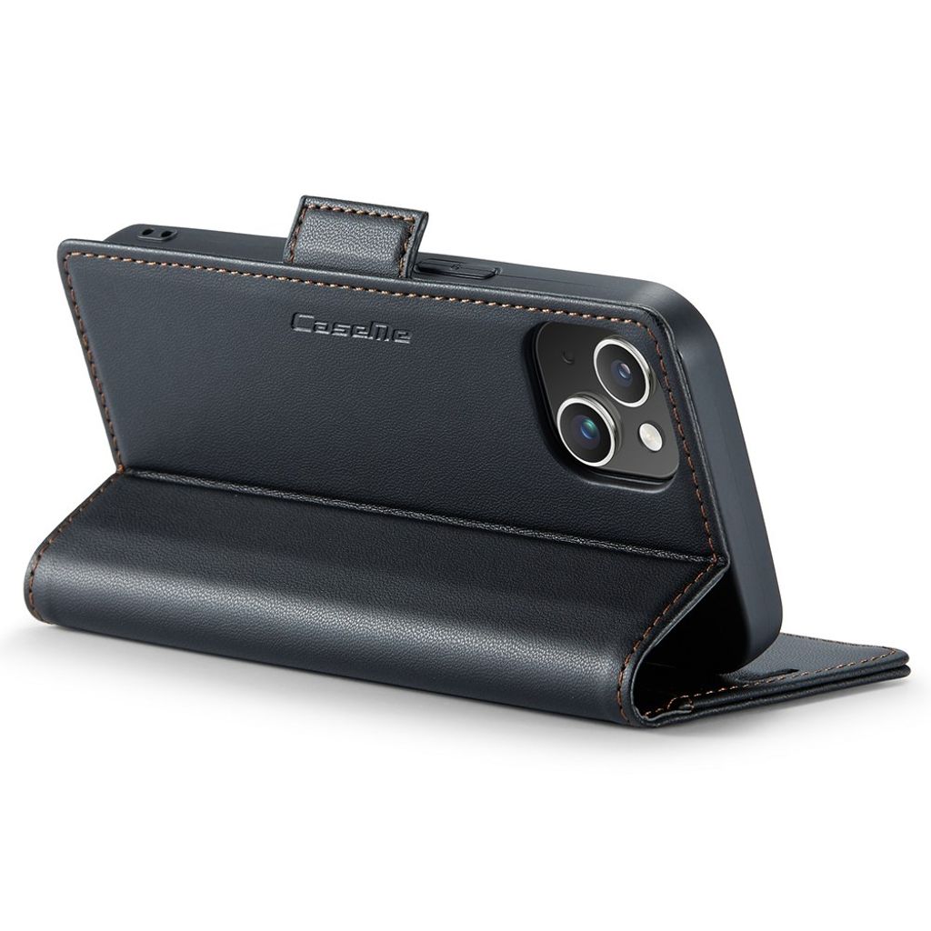 CASEME iPhone 15 Wallet Cover RFID Blocking 3 Card Slots - Black