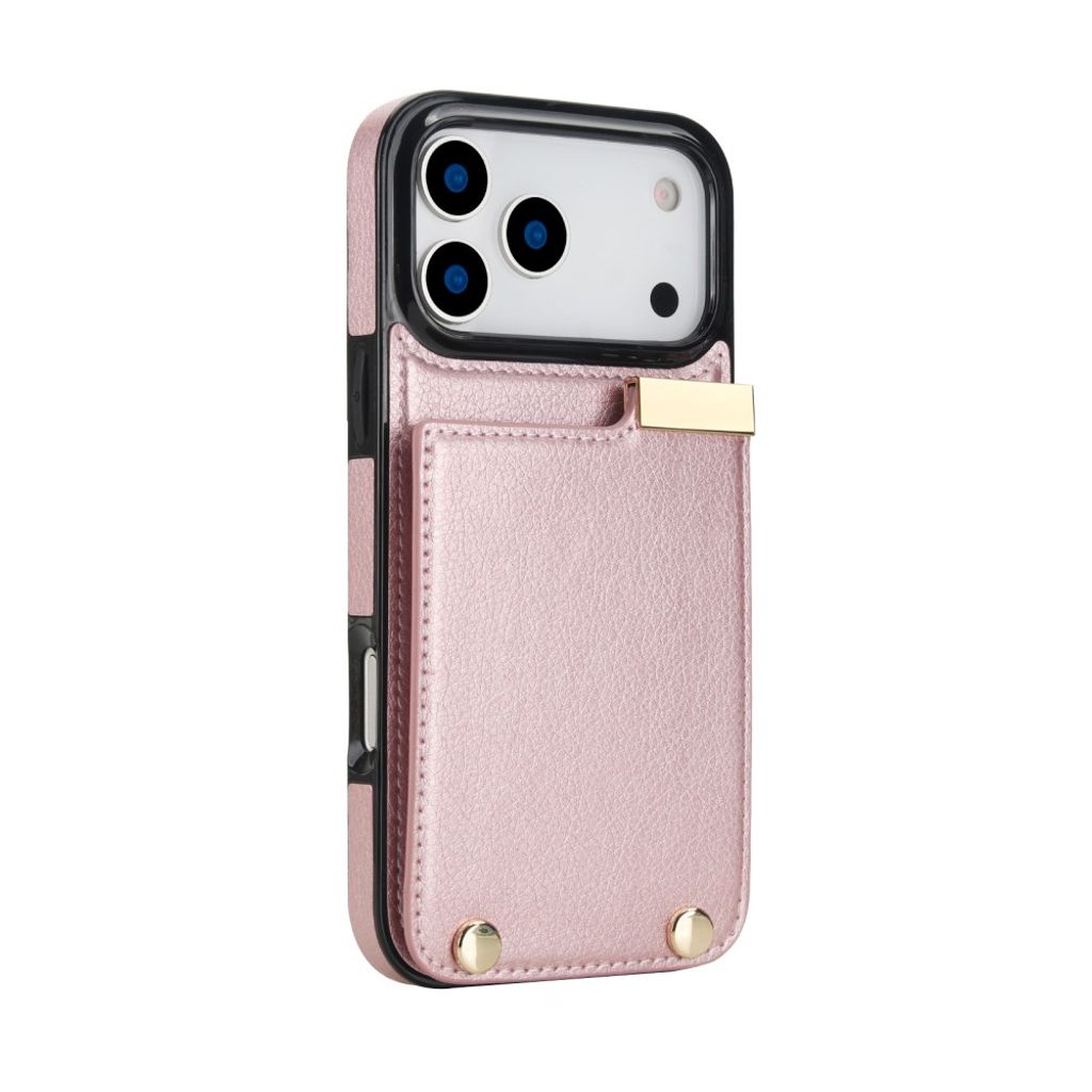iPhone 18 Pro Max/17 Pro Max Kortholder Cover TPU/PU Læder – Rose Guld