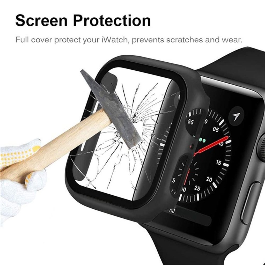Apple Watch Series 11/10 46 mm deksel med skjermbeskytter herdet glass – grå