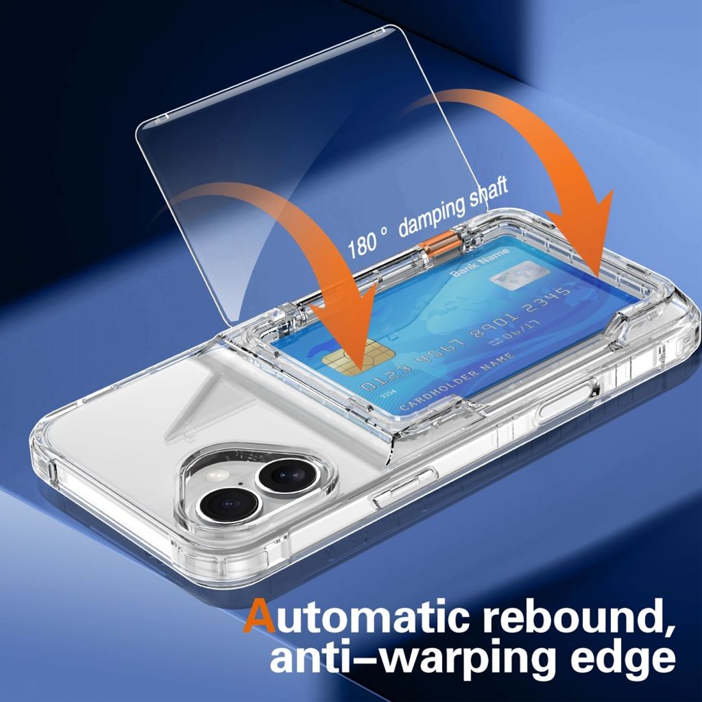 iPhone 17 Skal med Stativ och Kortfack - Transparent