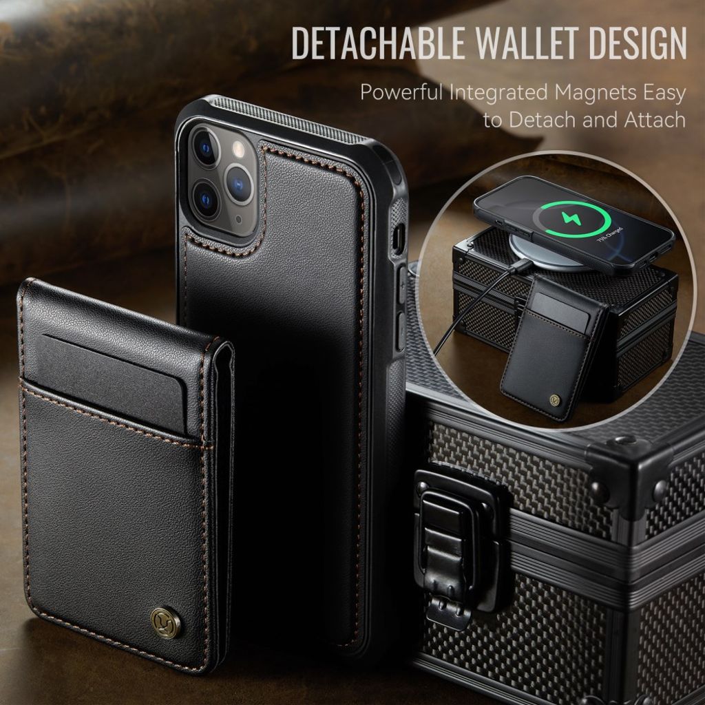 JEEHOOD iPhone 11 Pro Max Lompakkokuori MagSafe-yhteensopiva – Musta