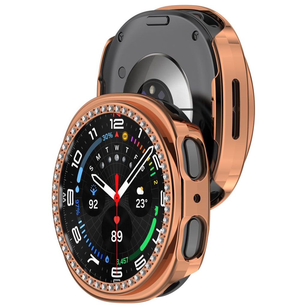 Samsung Galaxy Watch9 44mm Deksel med rhinsteiner - Rose gull
