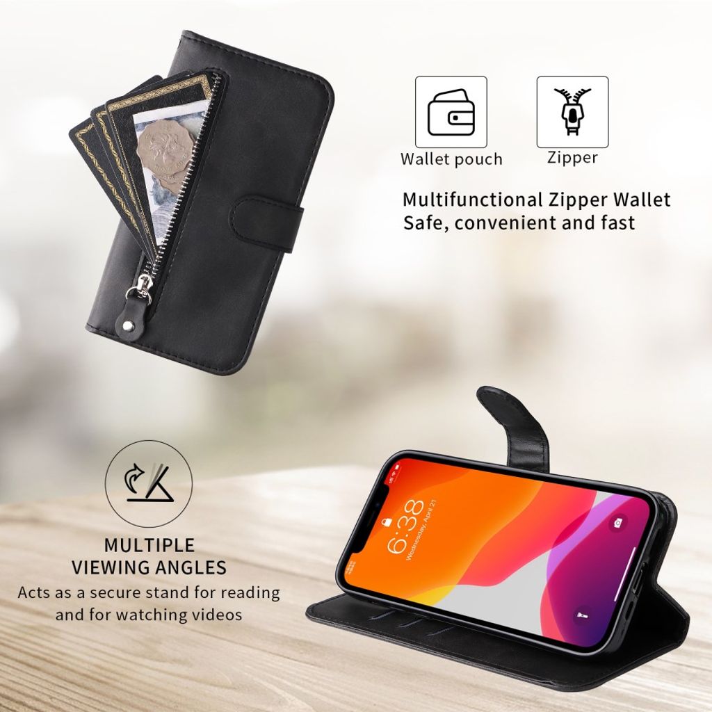 Motorola Moto G86 Power 5G etc. Cover with Zipper Pocket - Black