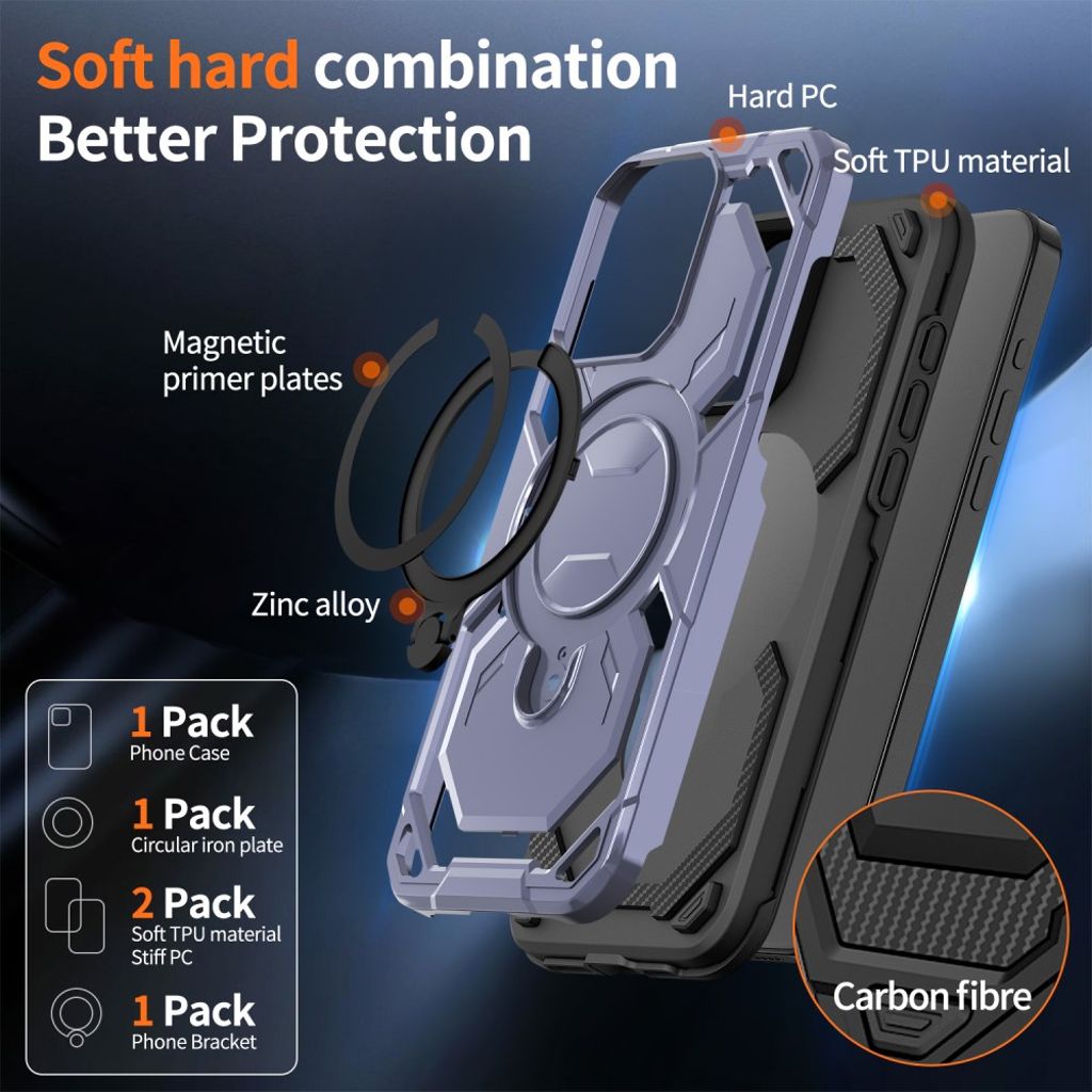 iPhone 13 Pro Max Kuori Magneetilla ja Ring Jalustalla – Vaaleansininen