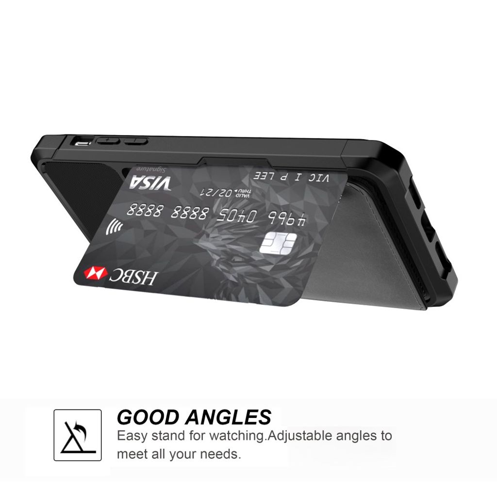 Plånboksskal till iPhone XR Kickstand med Kortfack – Svart