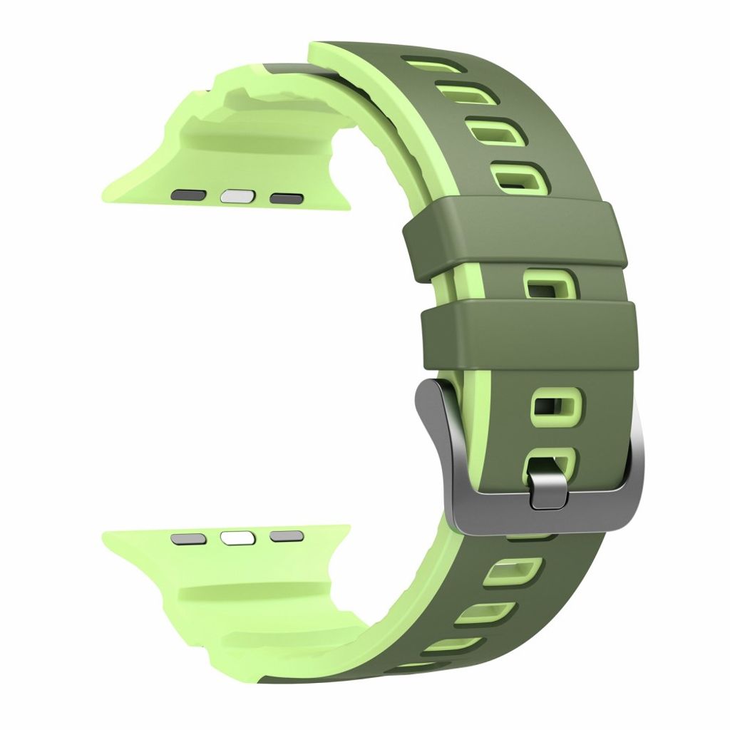 Apple Watch 49/46/44/42mm Tvåfärgat Klockarmband Silikon - Grön
