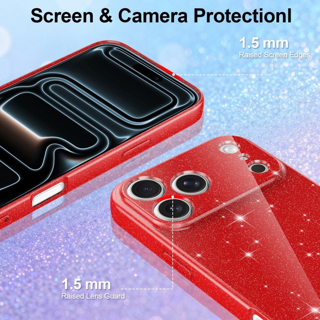 iPhone 17 Pro Max MagSafe Kimaltava Kuori – Punainen