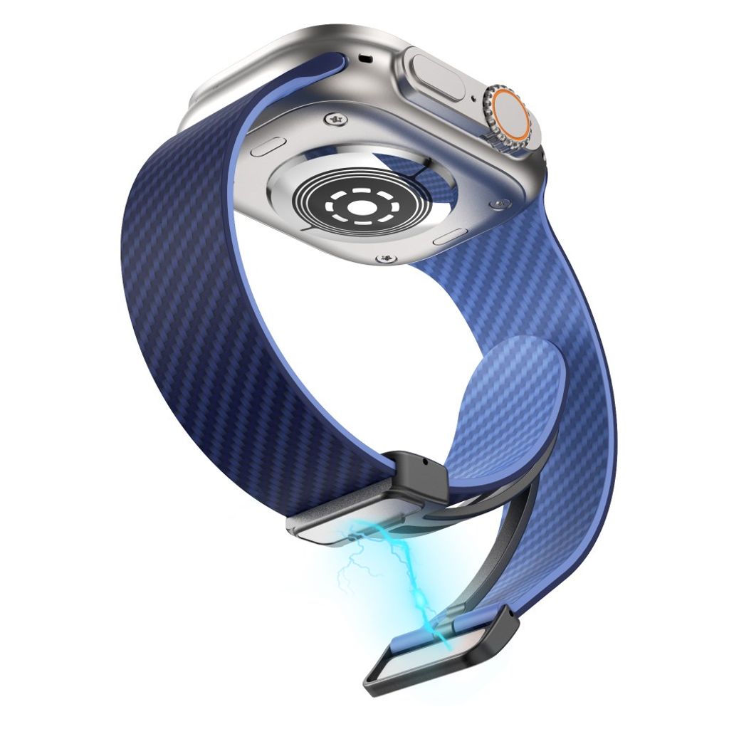 Apple Watch 49 / 46 / 44 / 42mm Klockarmband kolfibertextur - Blå