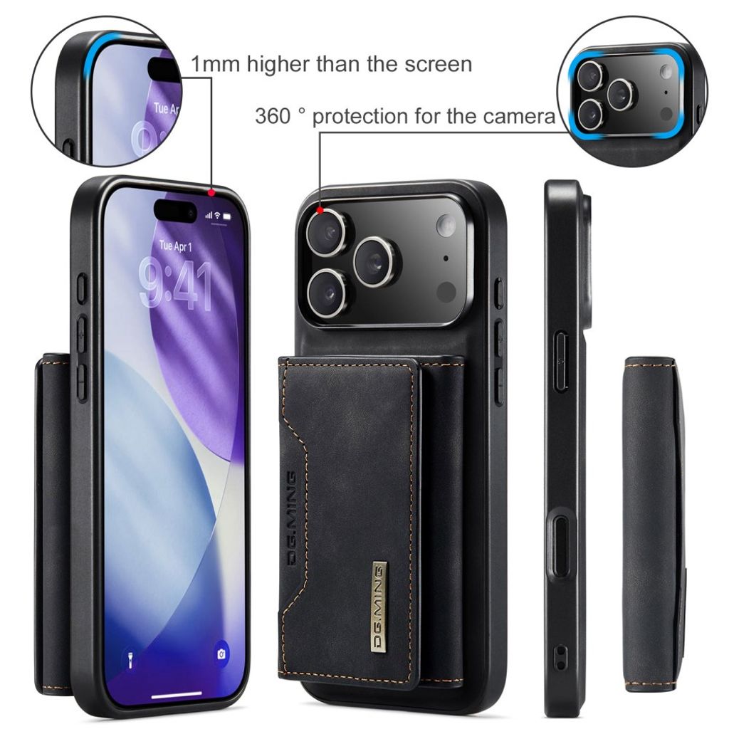 DG.MING iPhone 17 Pro Max Deksel med Lommebok - Svart