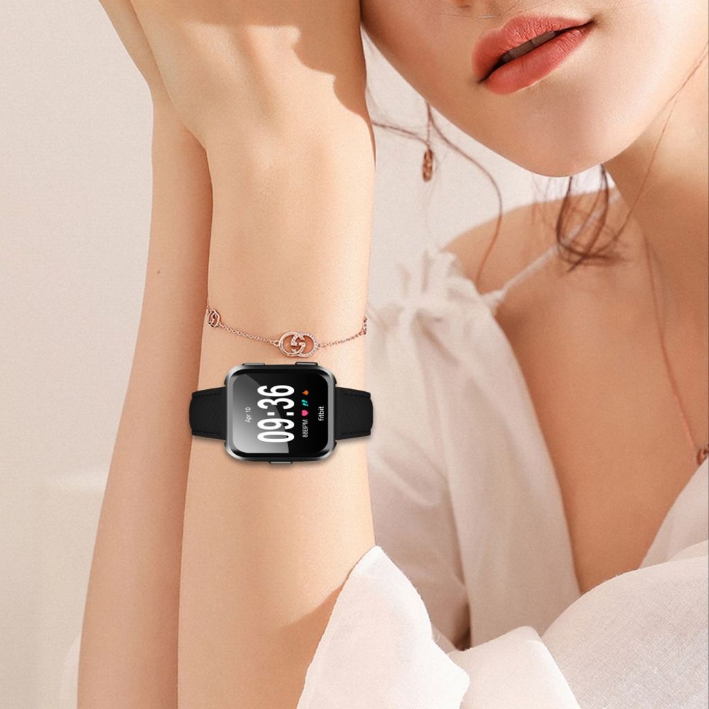 Fitbit Versa/Versa Lite/Versa 2 Urrem PU Læder – Sort