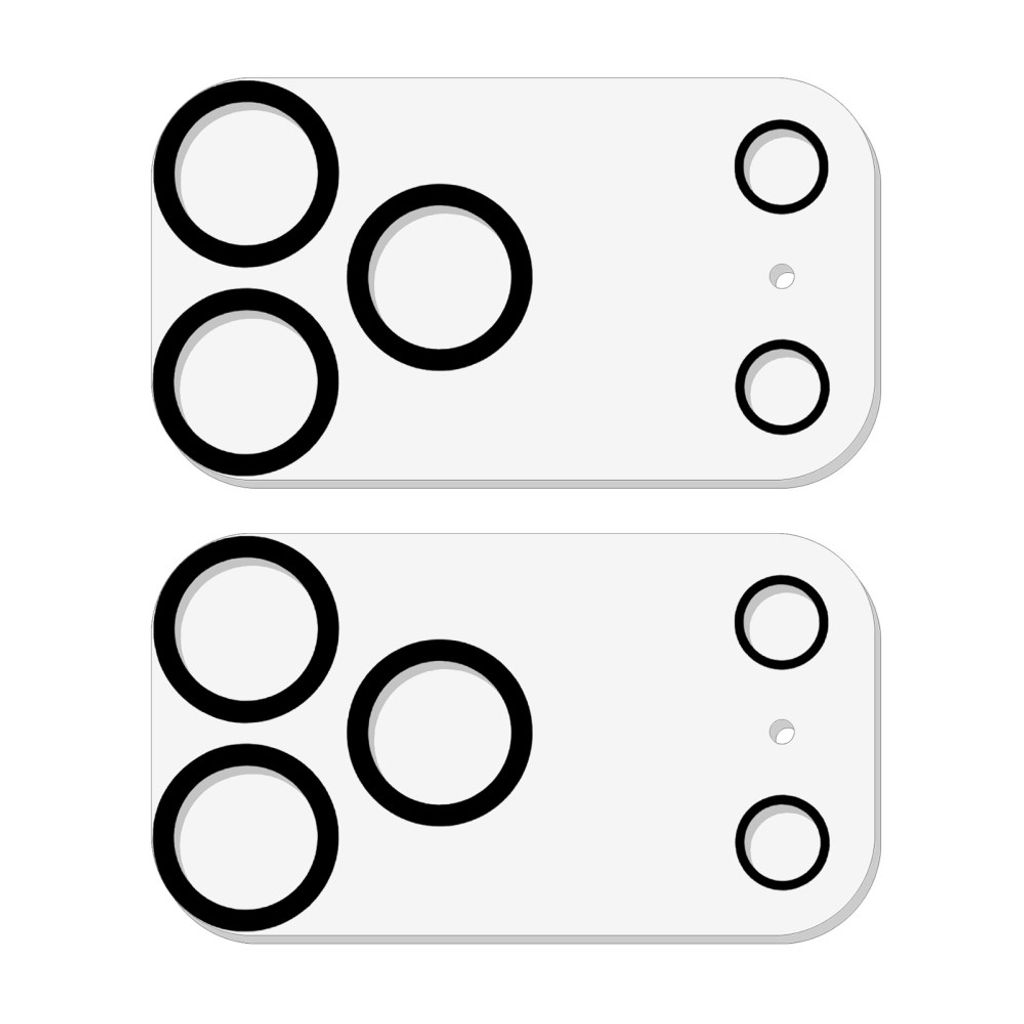 iPhone 18 Pron karkaistusta lasista valmistettu linssinsuoja, 2 kpl - musta/läpinäkyvä