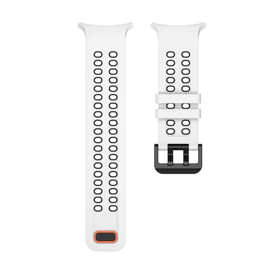 Samsung Galaxy Watch Ultra/Ultra2 Tofarget silikon klokkerem med dobbel spenne - Hvit/Svart