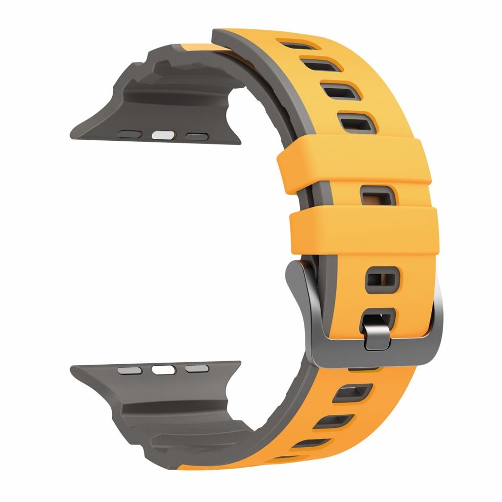 Apple Watch 49/46/44/42mm Tvåfärgat Klockarmband Silikon - Gul/Grå