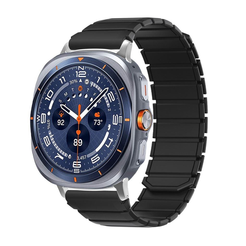 Samsung Galaxy Watch9/9 Classic/8/8 Classic Tofarget magnetisk silikon klokkerem - Svart