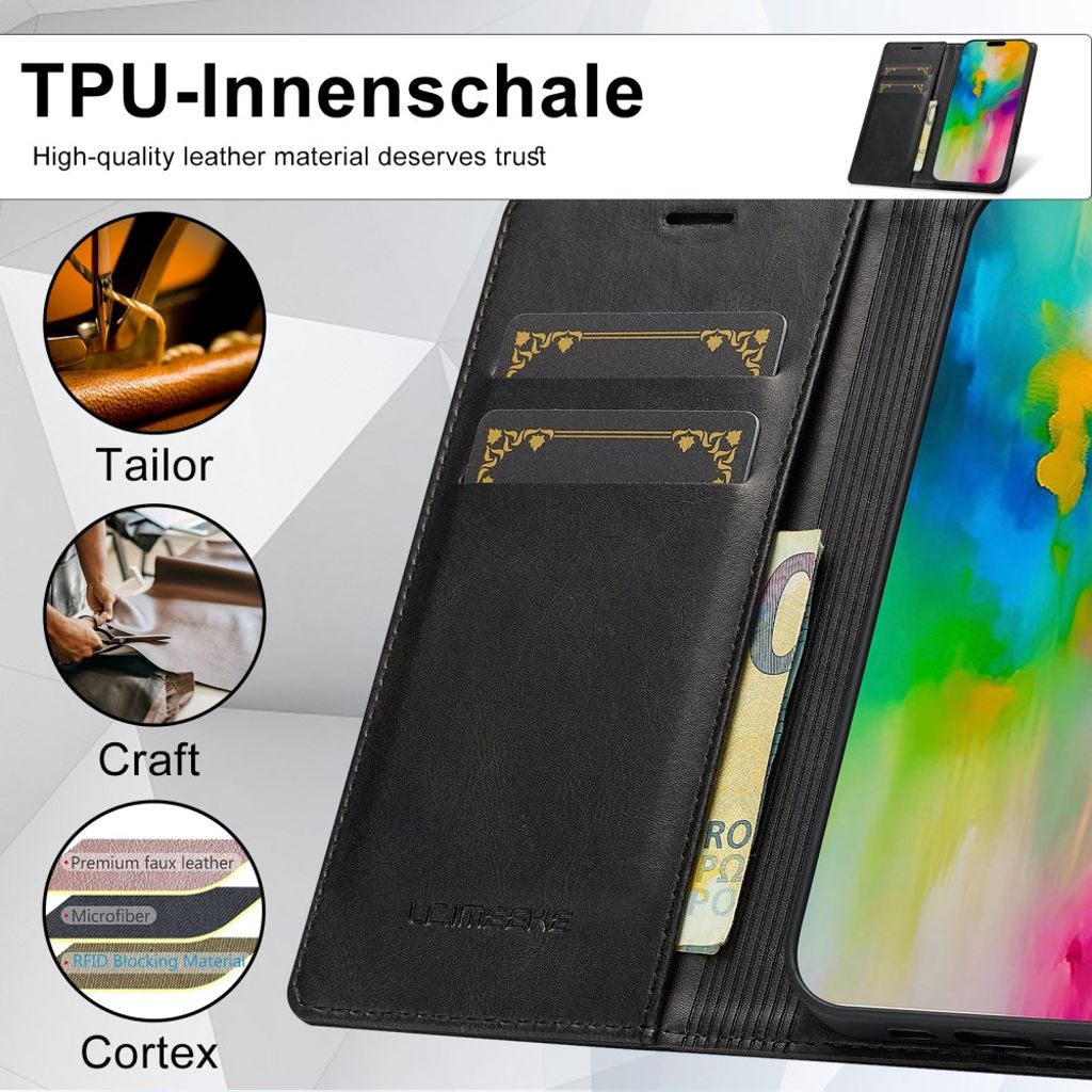 LC.IMEEKE iPhone 16 Plus Wallet Cover - Black