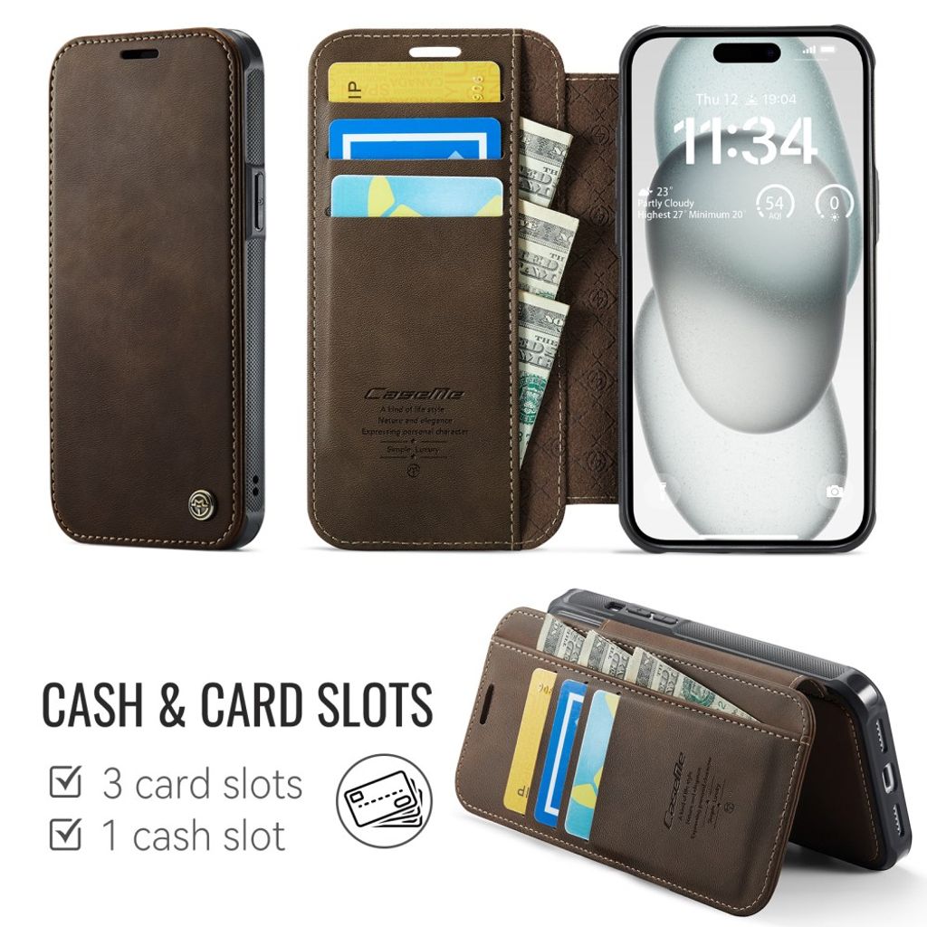 CASEME iPhone 15 Plus/14 Plus Plånboksfodral MagSafe RFID-blockerande - Brun