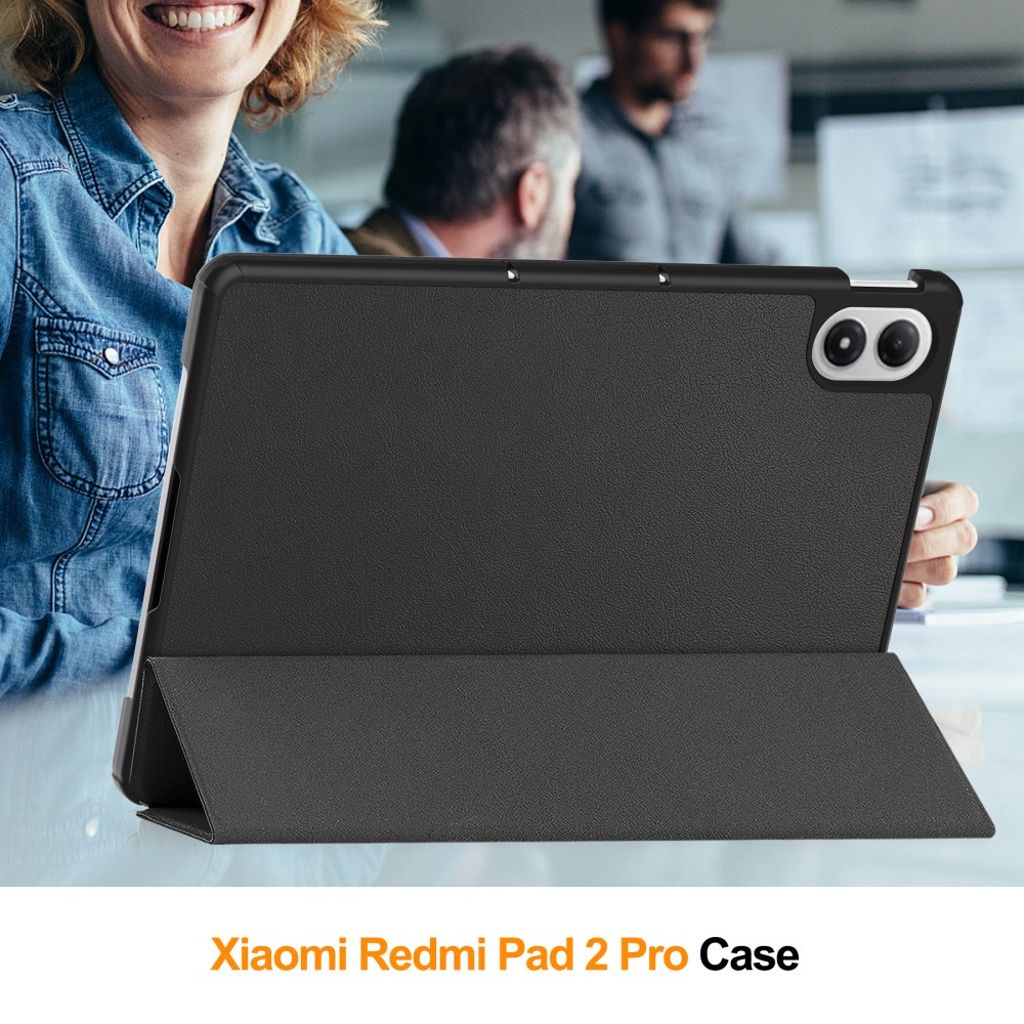 Xiaomi Poco Pad M1/Redmi Pad 2 Pro Etui Støtsikkert PU-lær - Svart