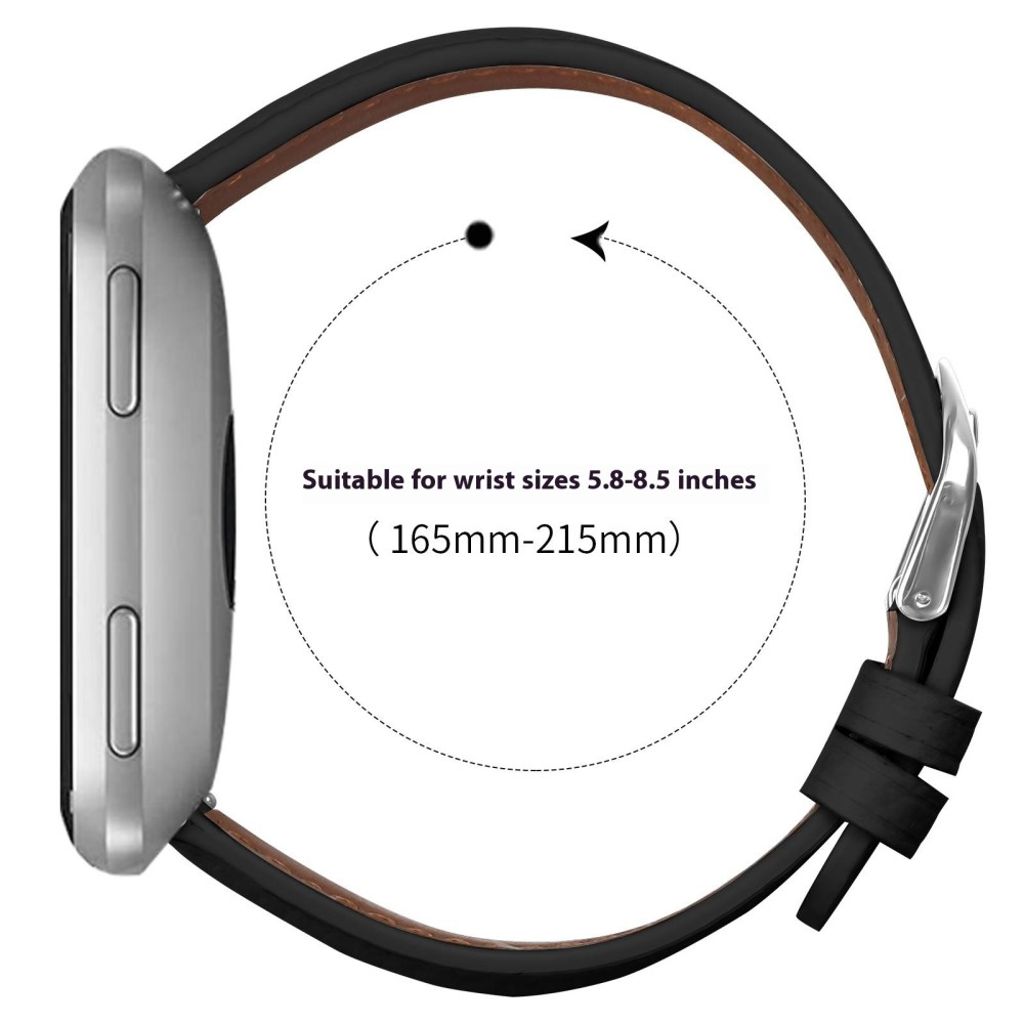 Fitbit Versa/Versa Lite/Versa 2 Urrem PU Læder – Sort