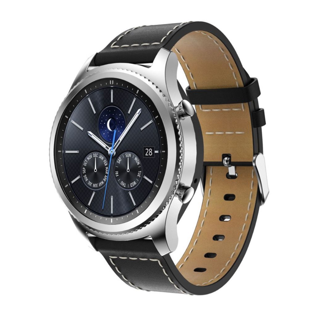 Samsung Gear S3 Frontier Urrem Ægte Læder – Sort