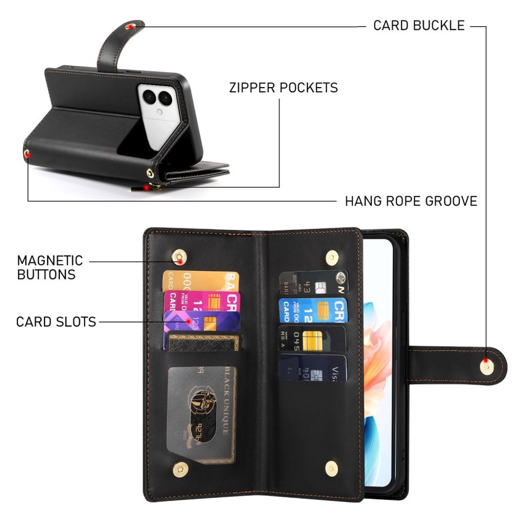 Samsung Galaxy S26 Edge Plånboksfodral med Avtagbara Remmar – Svart