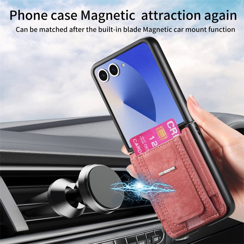 Samsung Galaxy Z Flip7 5G Cover med Kortholder - Lyserød