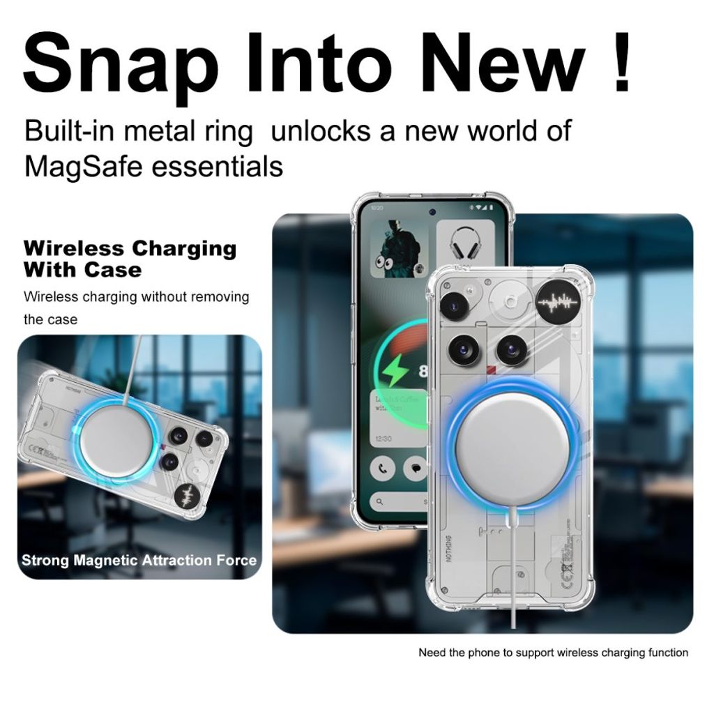 IMAK Nothing Phone (3) 5G MagSafe kompatibel Cover Stødsikker - Gennemsigtig