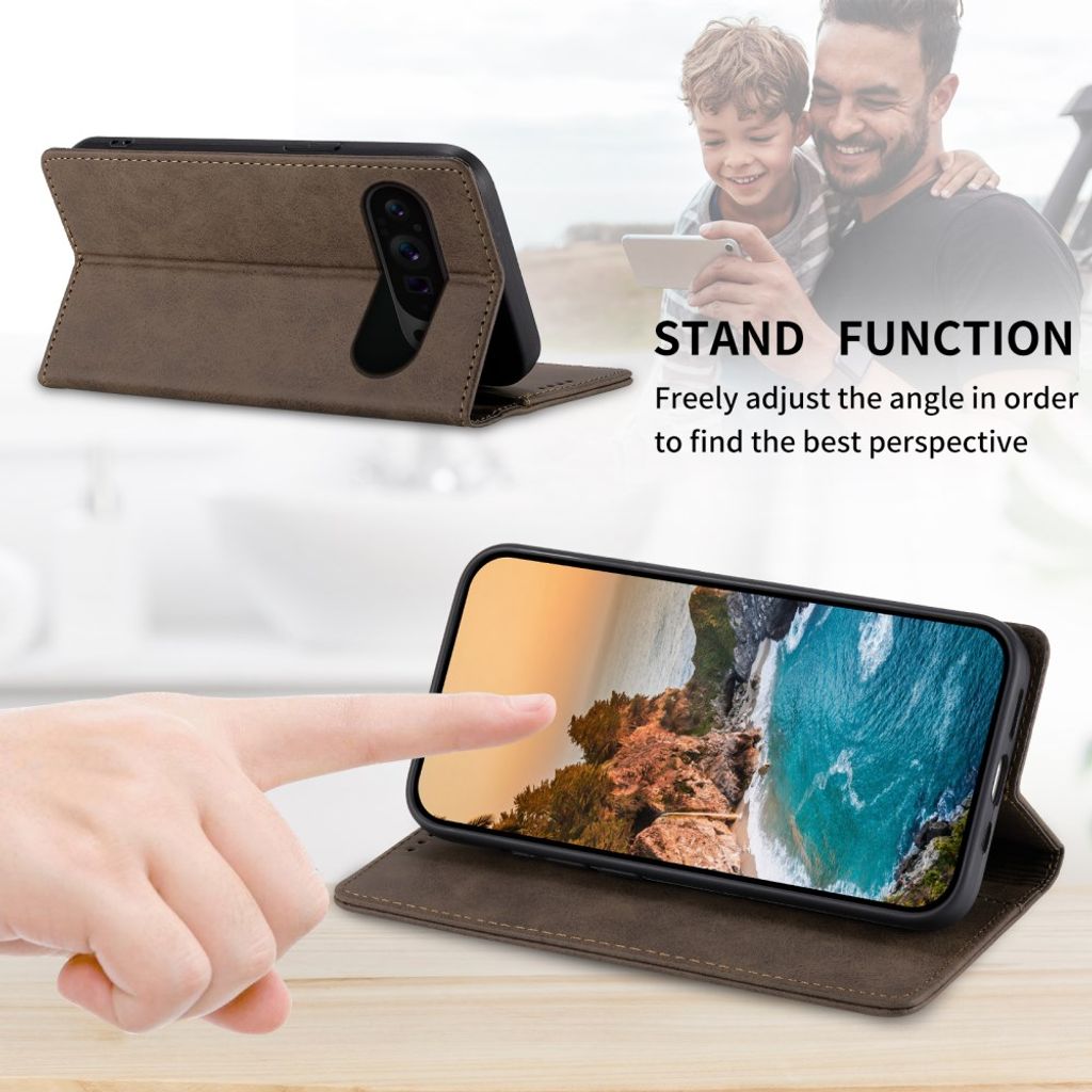 Google Pixel 11 / 11 Pro Plånboksfodral i PU-läder - Brun