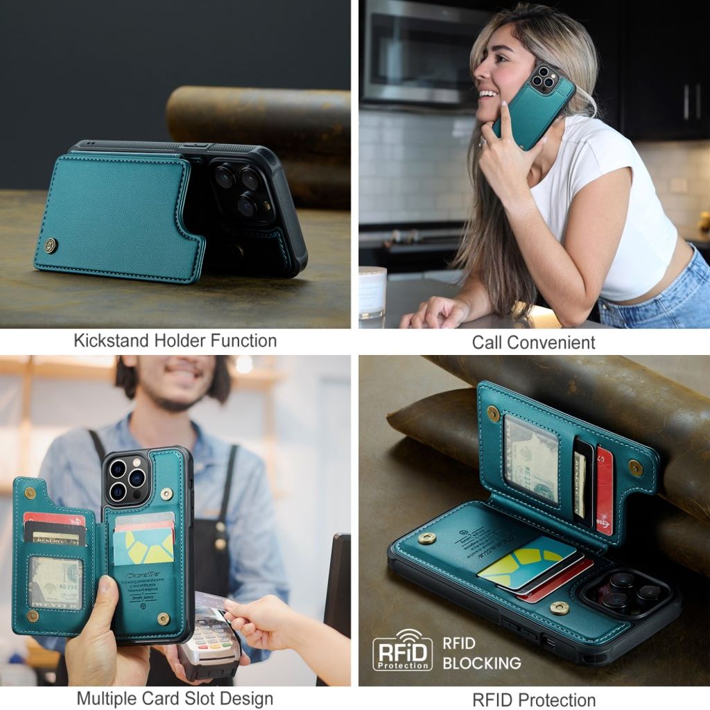 iPhone 13 Pro Max CASEME C22 Lompakkokuori RFID-estävä - Vihreä