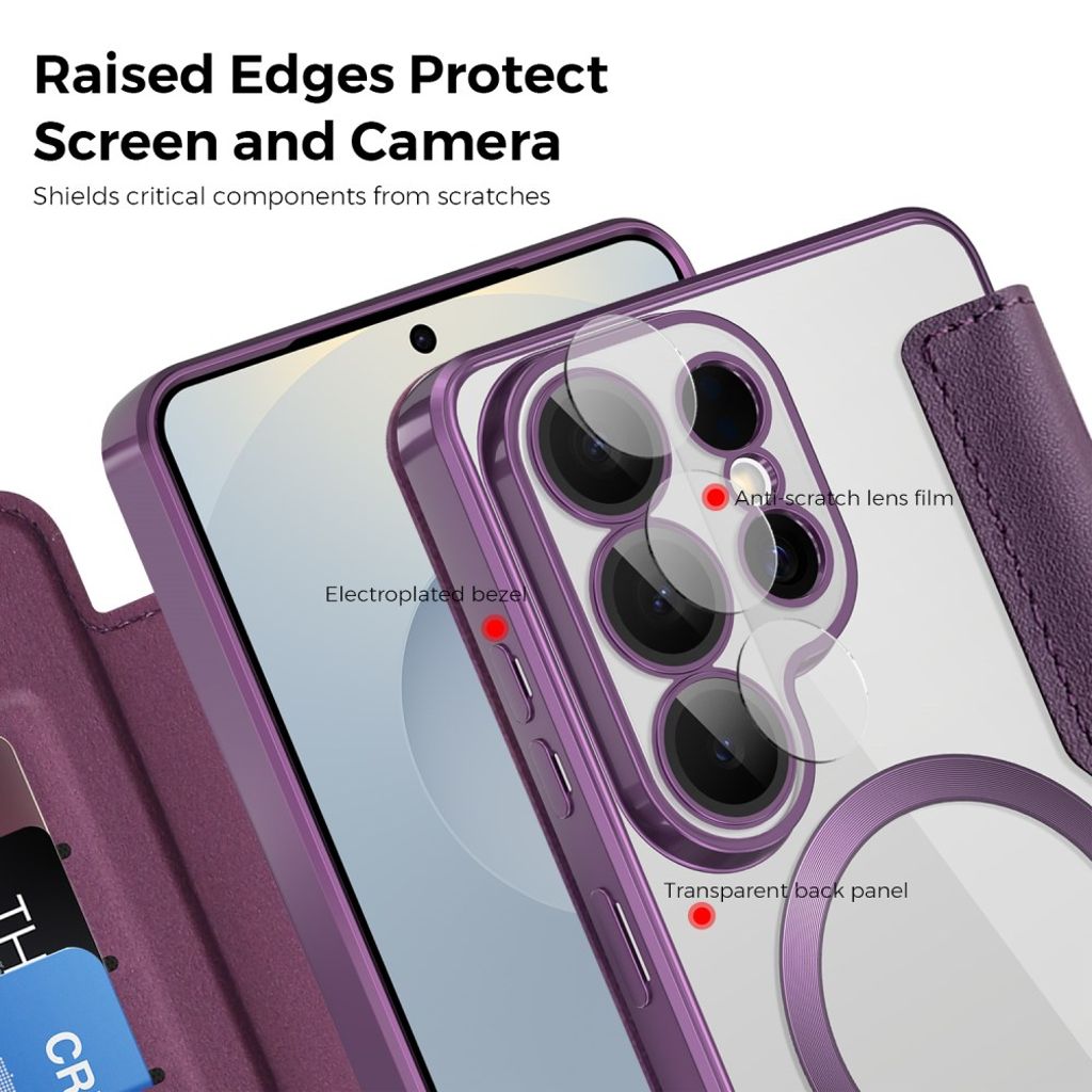 Samsung Galaxy S26 Ultra Plånboksfodral MagSafe RFID-blockerande - Mörklila