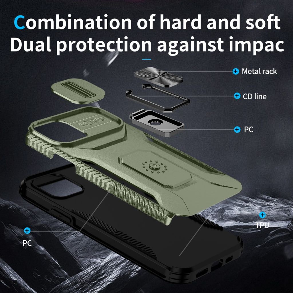 iPhone 12 / 12 Pro Skal med Stativ - Grön