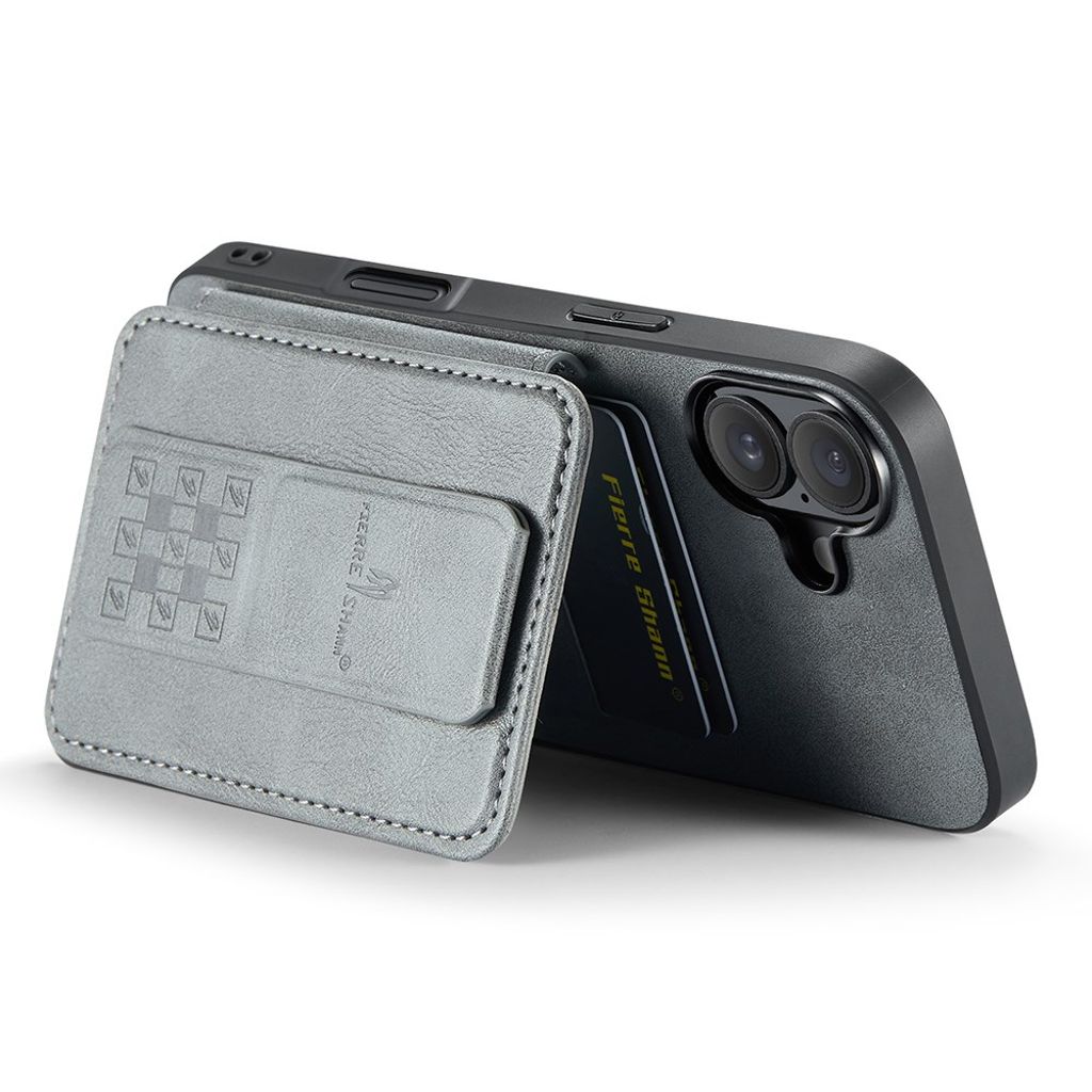 FIERRE SHANN iPhone 16 Case with Card slots - Grey