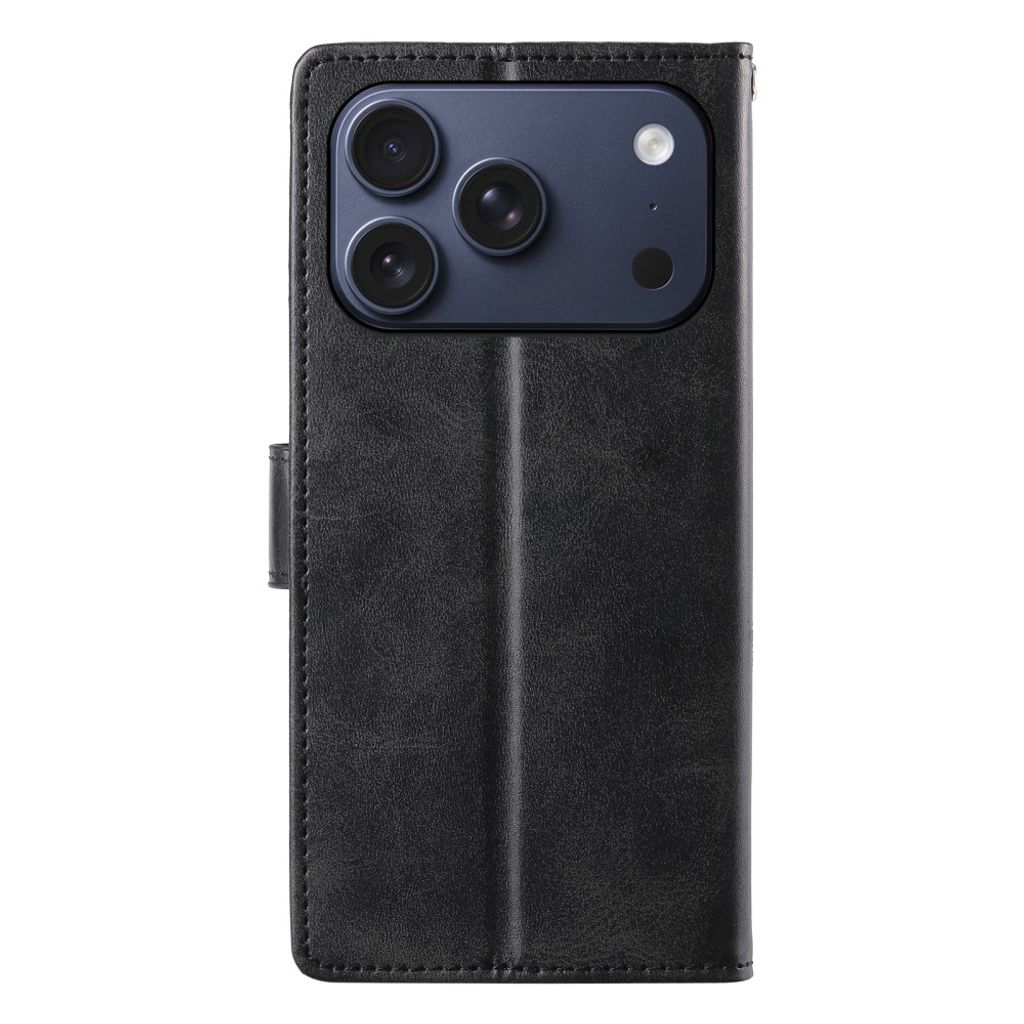 iPhone 18 Pro/17 Pro Plånboksfodral PU-läder med Stativ - Svart