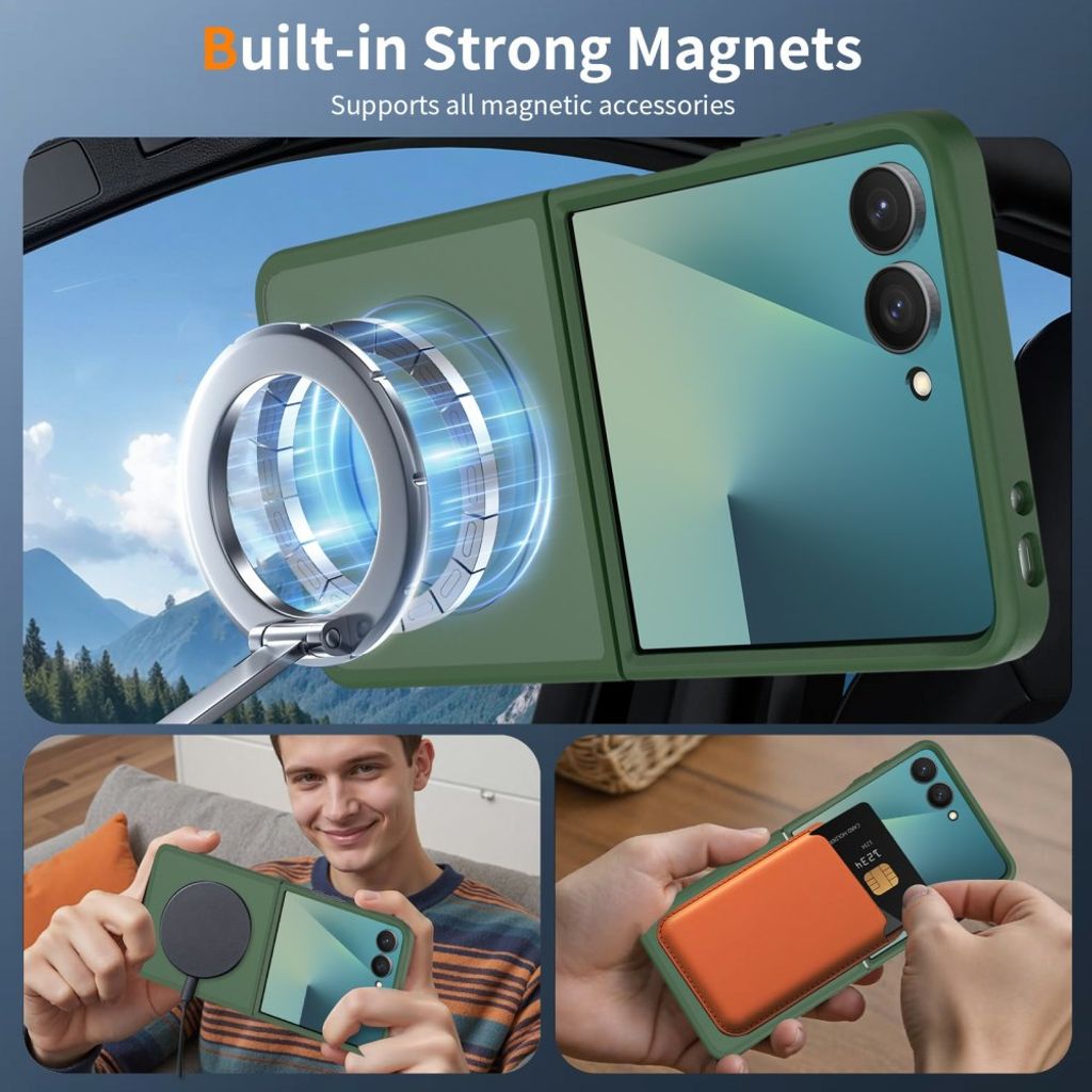 Samsung Galaxy Z Flip8 MagSafe kuori akryylitakalla - Vihreä
