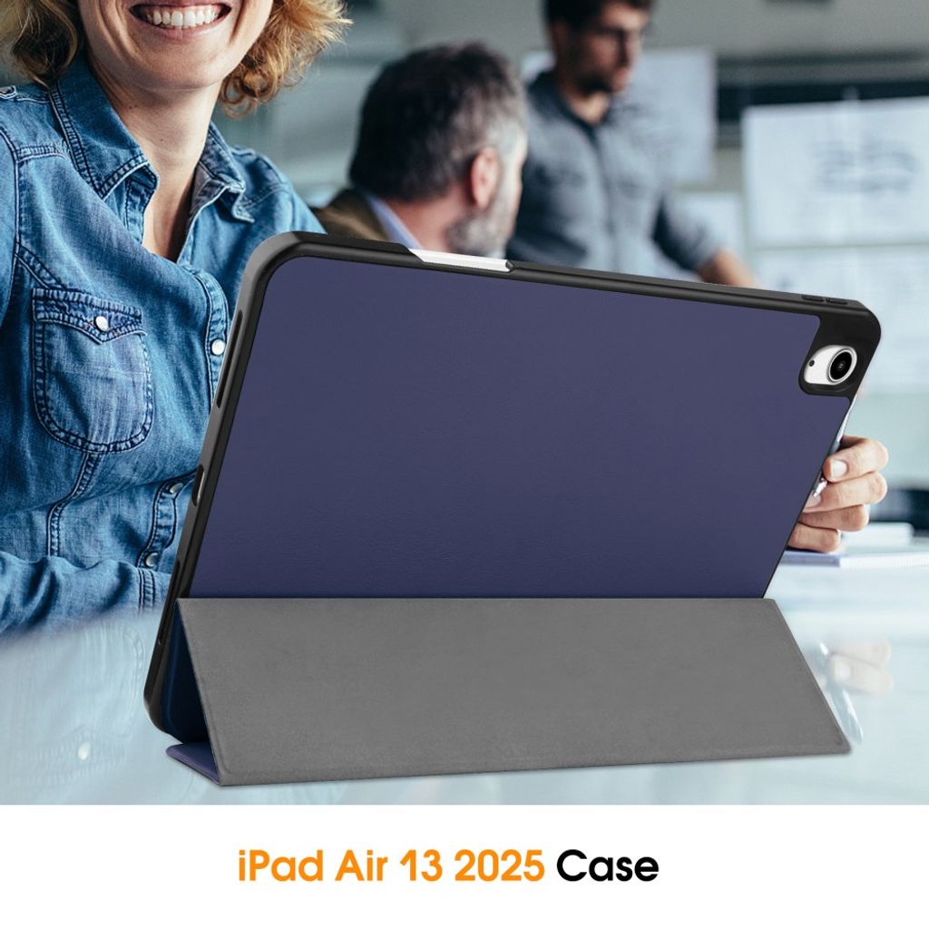 iPad Air 13" 2026/2025/2026 Tri-fold flip cover med holder til styluspen - Blå