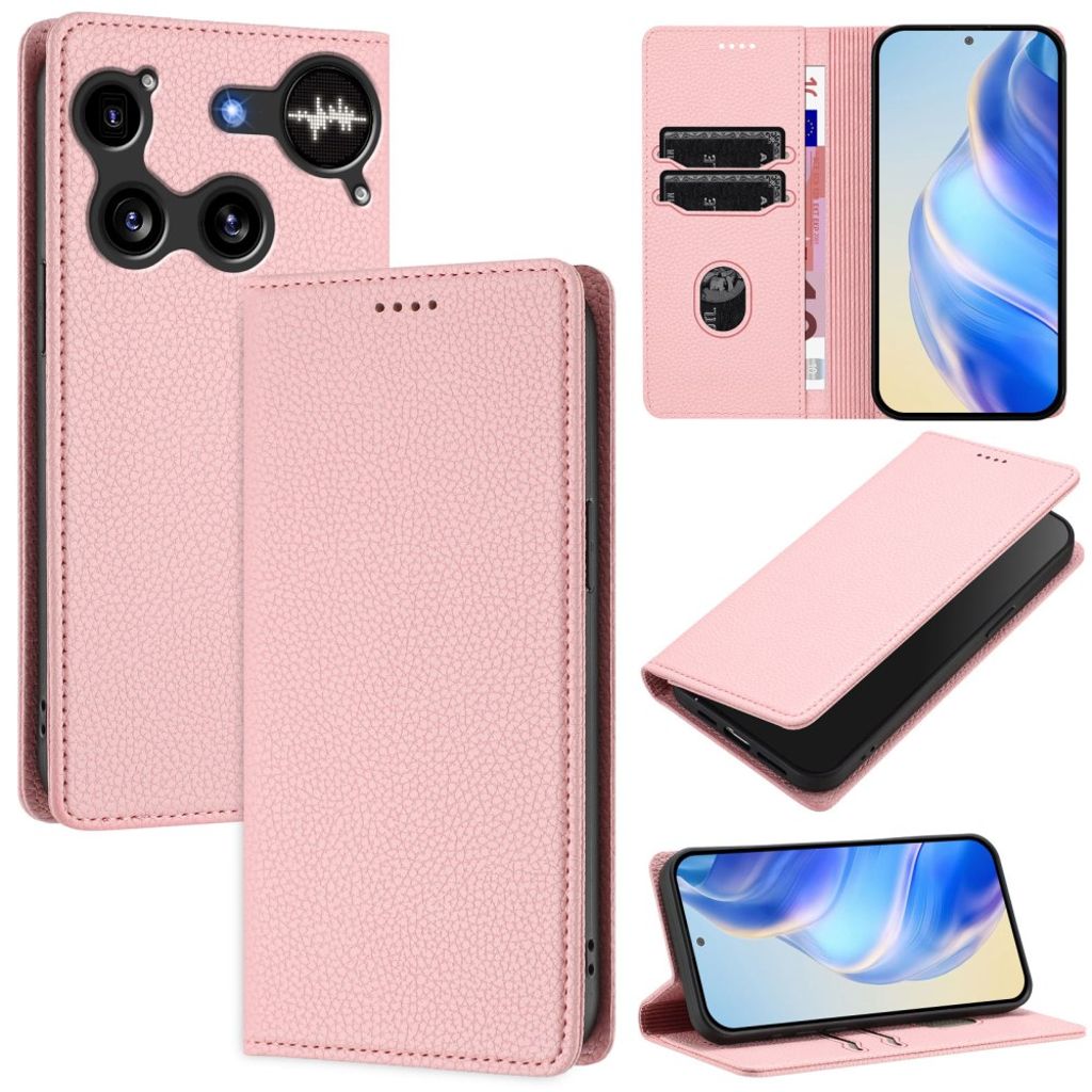 Nothing Phone (3) 5G Pungetui RFID-blokerende Litchi PU læder - Lyserød