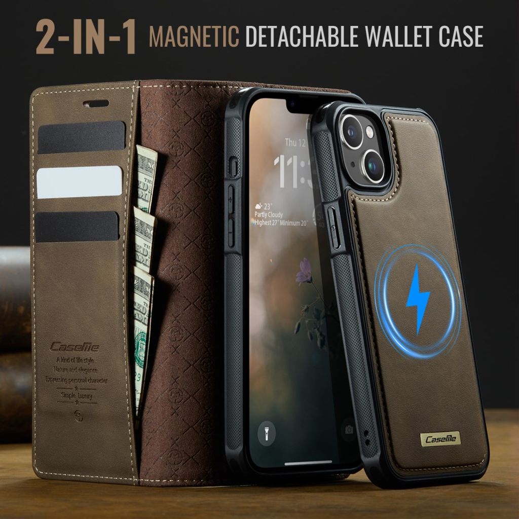 CASEME iPhone 13 Wallet Cover MagSafe RFID Blocking - Brown