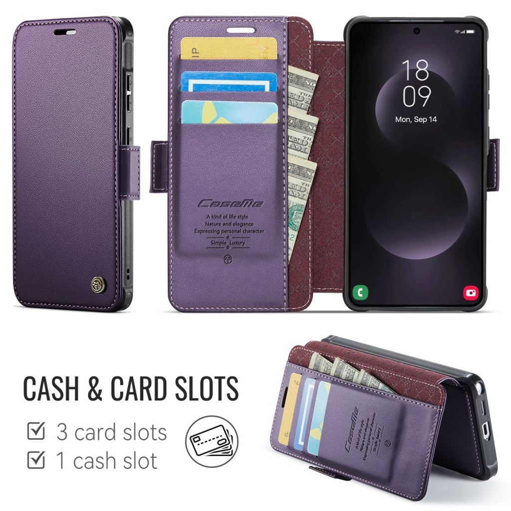 CASEME 053  Samsung Galaxy S24 Ultra  Flip Cover MagSafe RFID-blokerende - Lilla