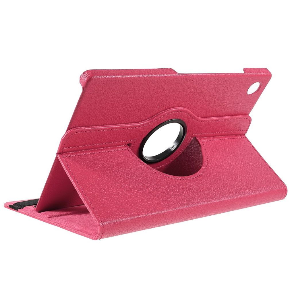 Samsung Galaxy Tab A11 Plus Etui med Roterende Stativ PU-lær - Rosa