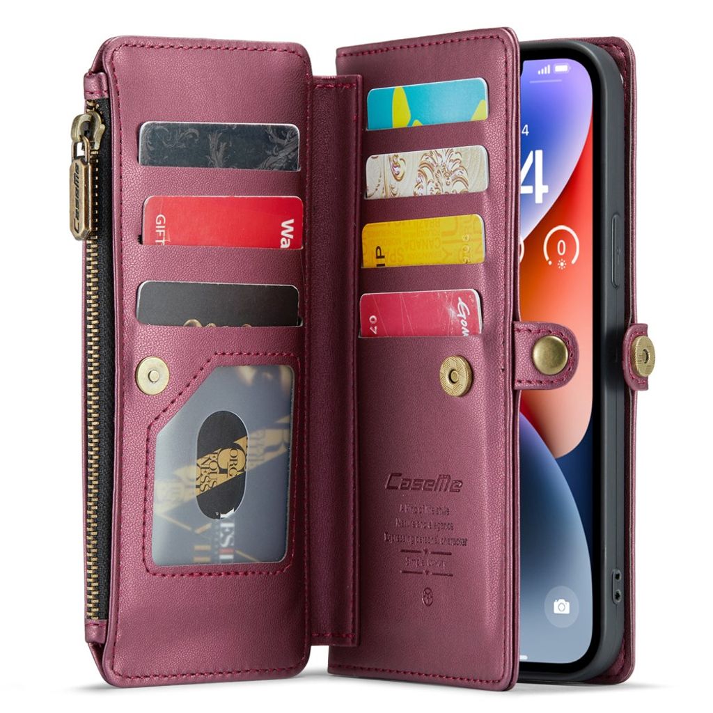 CASEME iPhone 14 Plus Plånboksfodral RFID-blockerande Stativ - Röd