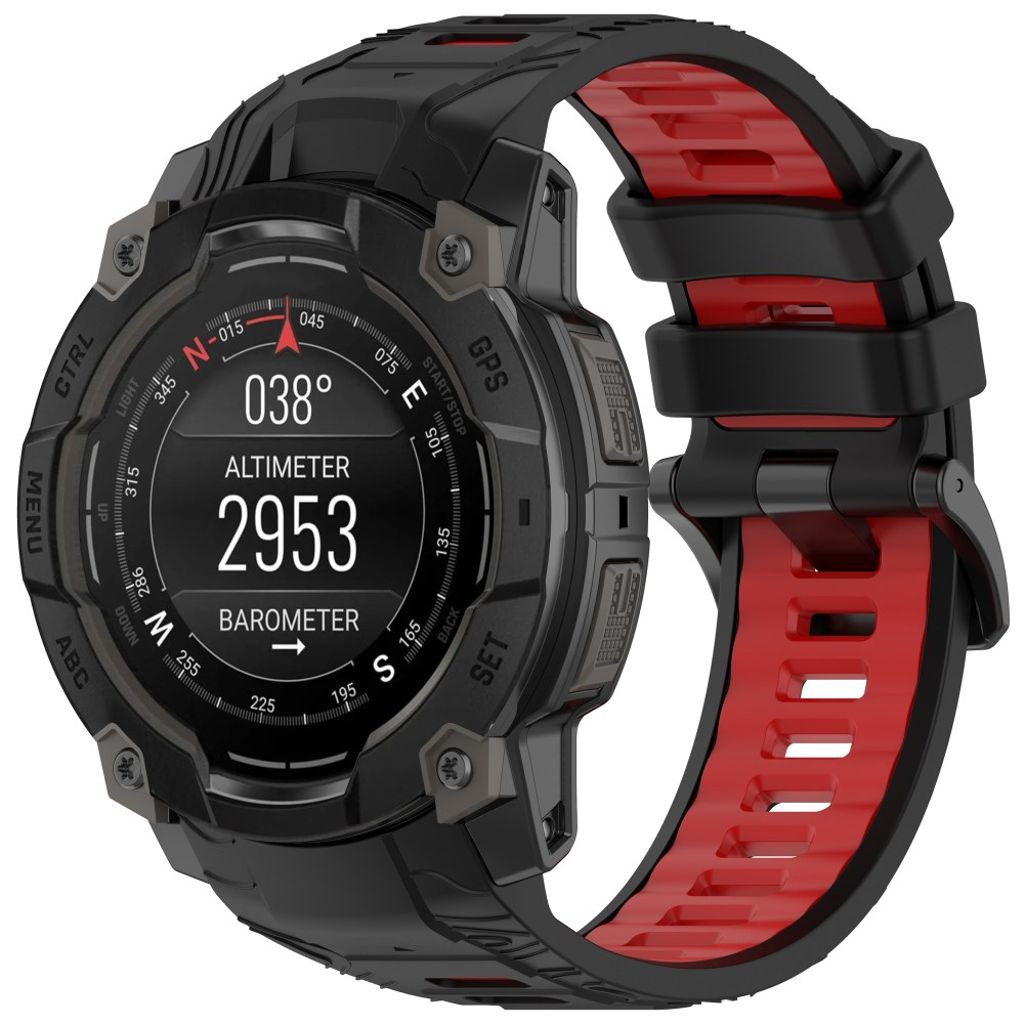 Garmin Instinct 3 45mm Silikone Urrem - Sort/Rød