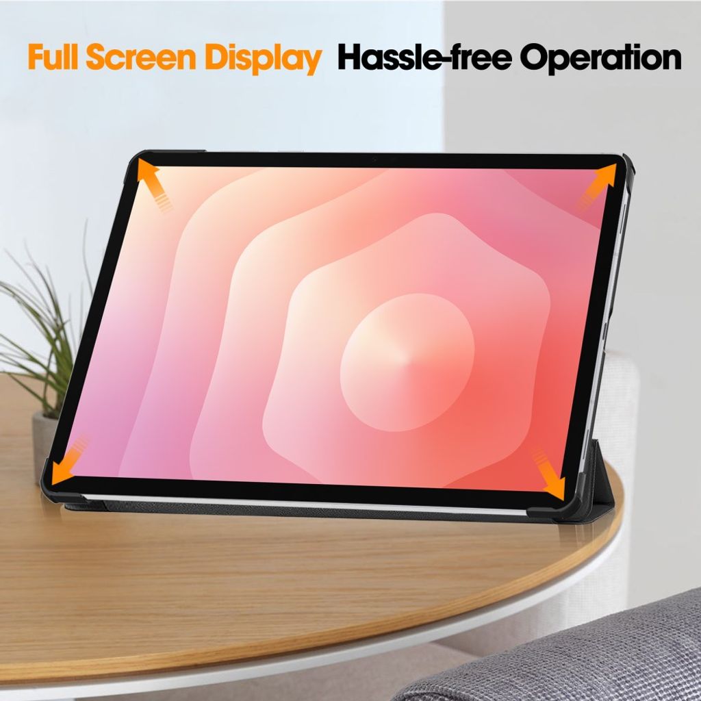 Samsung Galaxy Tab S12 Plus Slimmat Tri-fold stativfodral - Svart