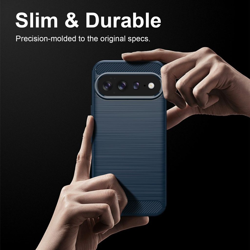Google Pixel 11 Pro XL TPU deksel i karbonfibertekstur - Blå