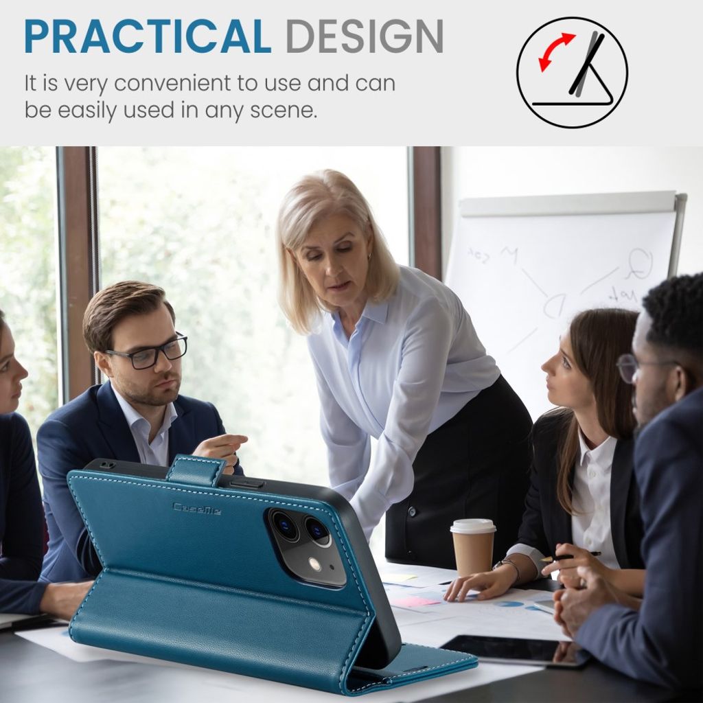 CASEME iPhone 12 Mini Wallet Cover with Stand - Blue