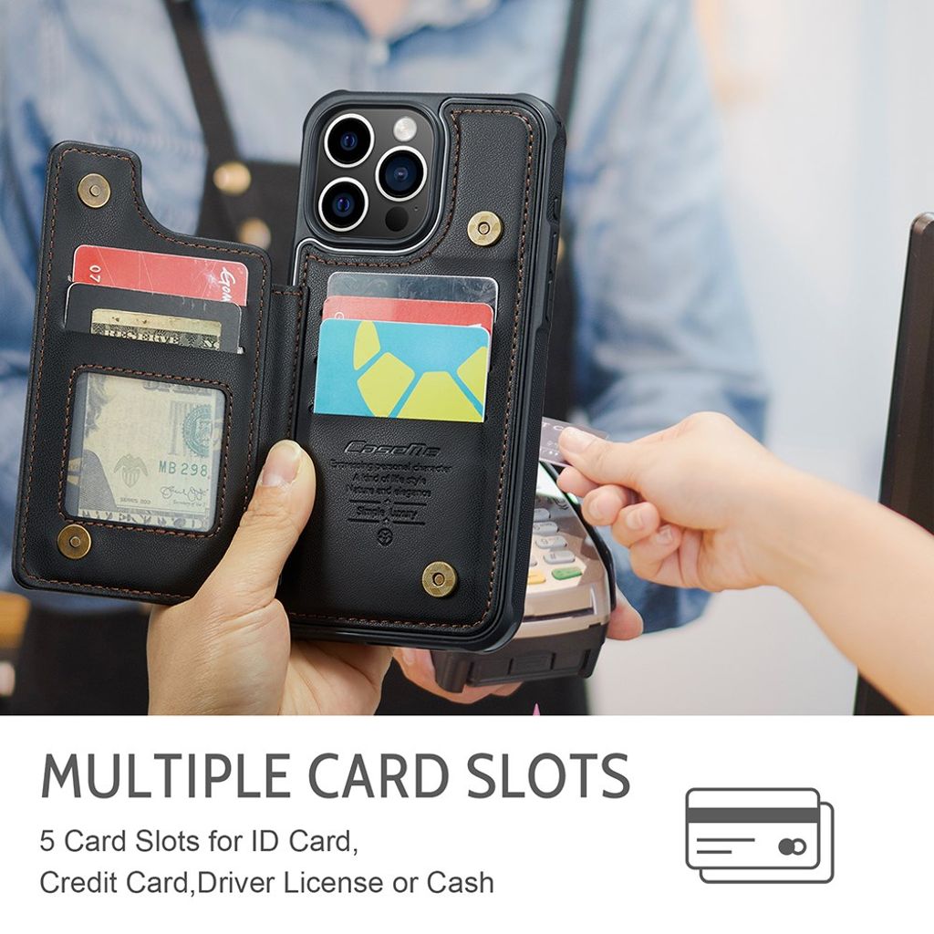 CASEME iPhone 15 Pro Max Kuori 5 Korttipaikka - Musta