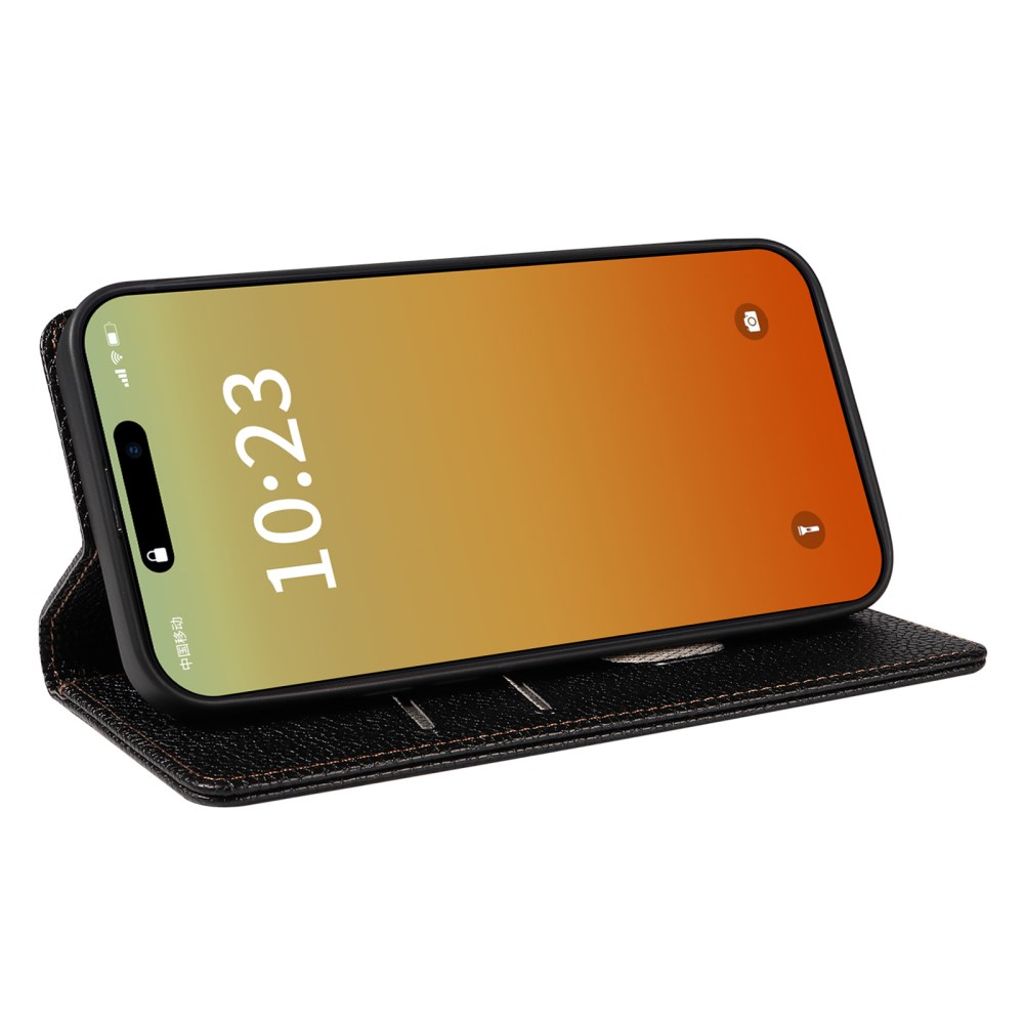 iPhone 14 Pro Lompakkokotelo RFID-estävällä ja jalustalla - Musta