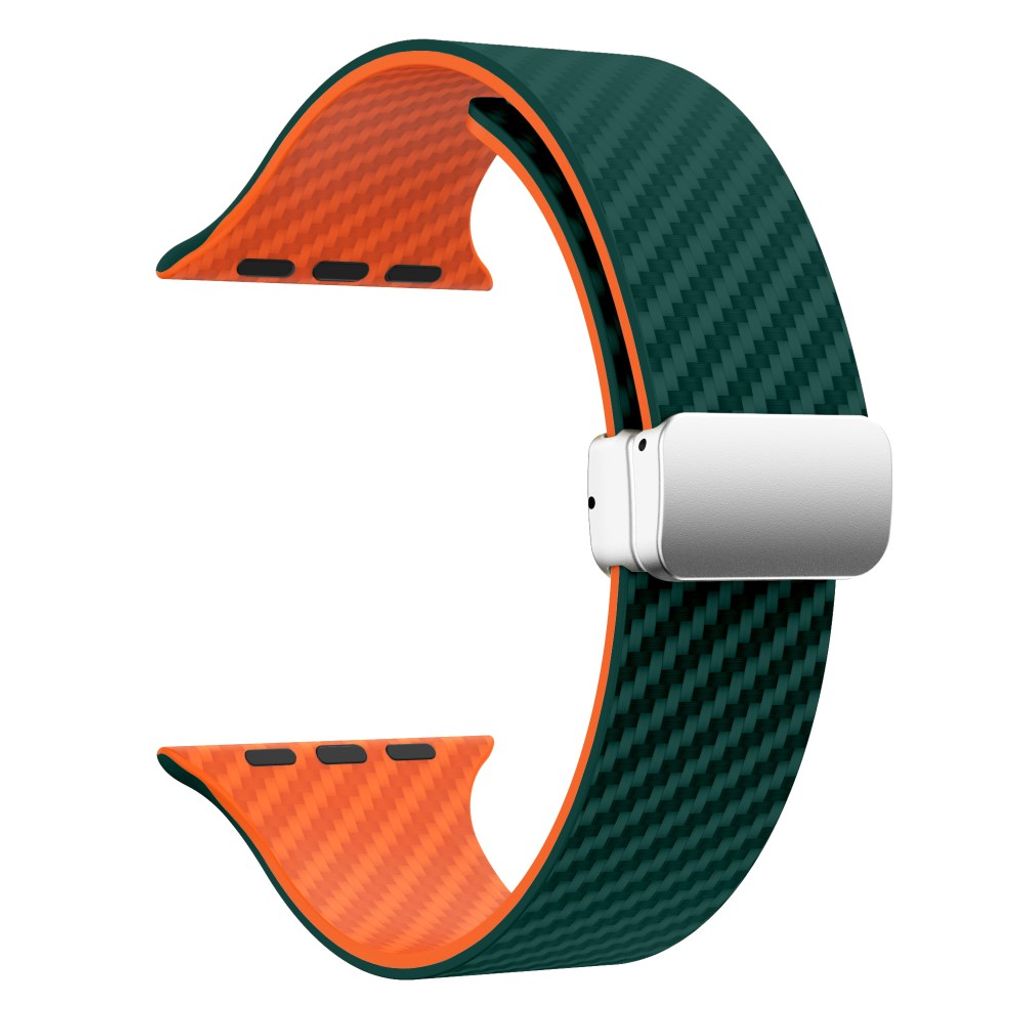 Apple Watch 49 / 46 / 44 / 42mm Klockarmband kolfibertextur - Turkos/Orange