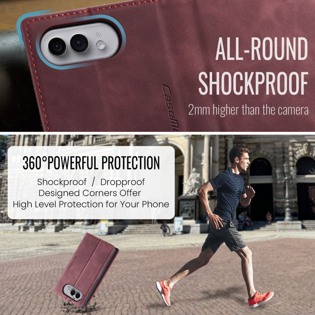CASEME iPhone Duo Lompakkokotelo PU-nahkaa - Punainen